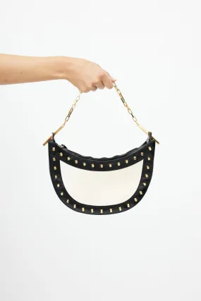 White & Multicolour Studded Leather Bag