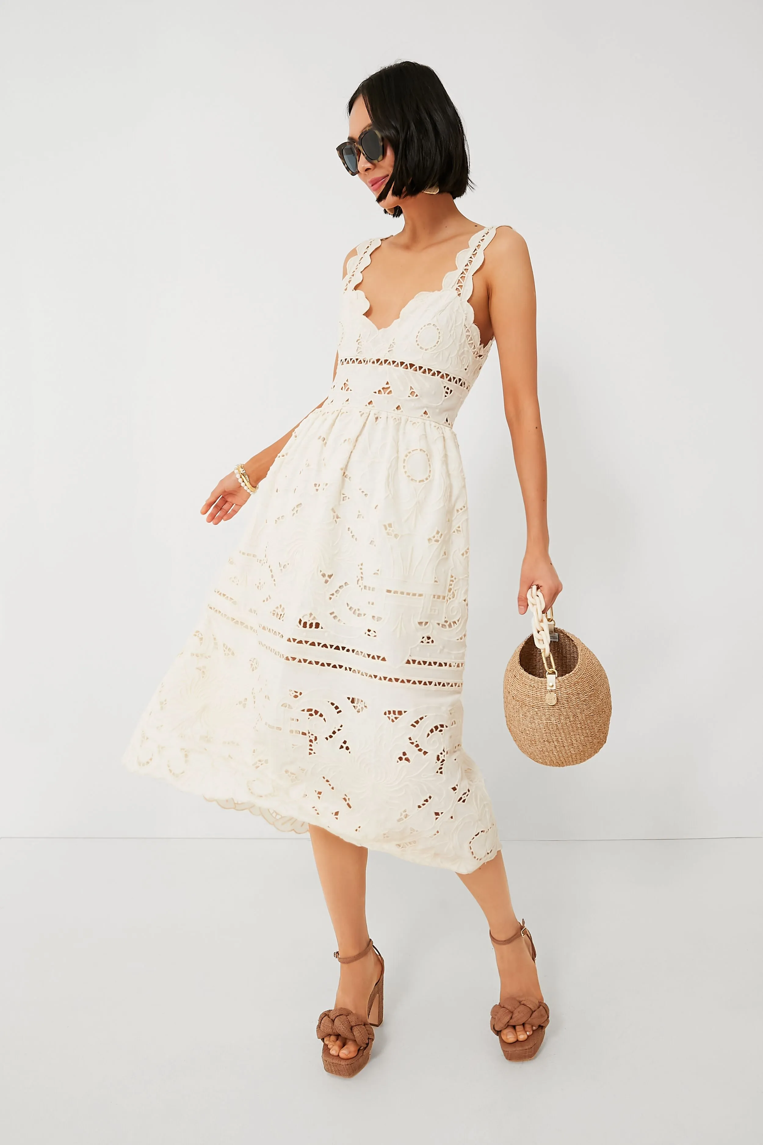 White Blaire Eyelet Sleeveless Dress