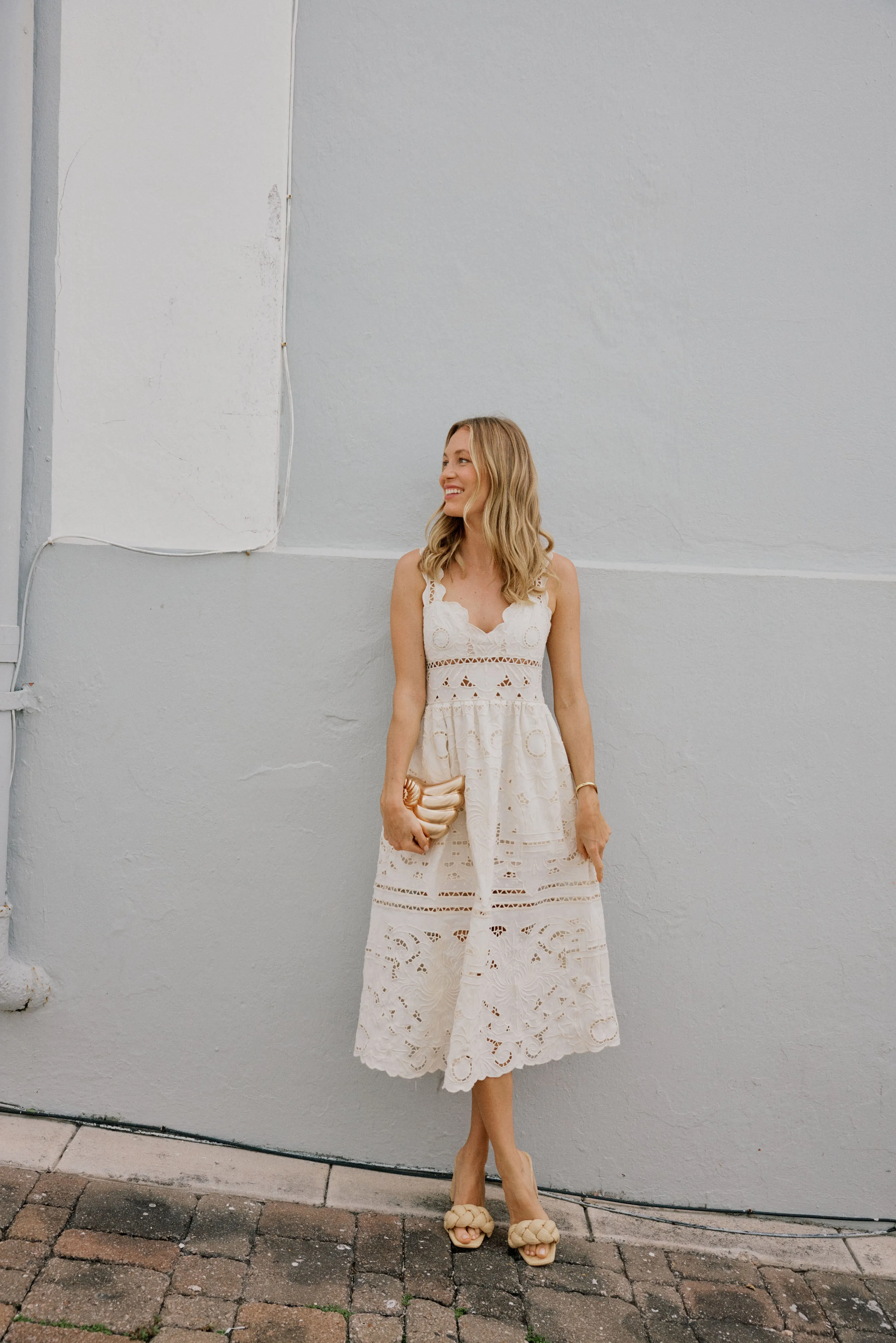 White Blaire Eyelet Sleeveless Dress