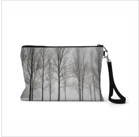 Winter Forest Zippered Linen blend Bag