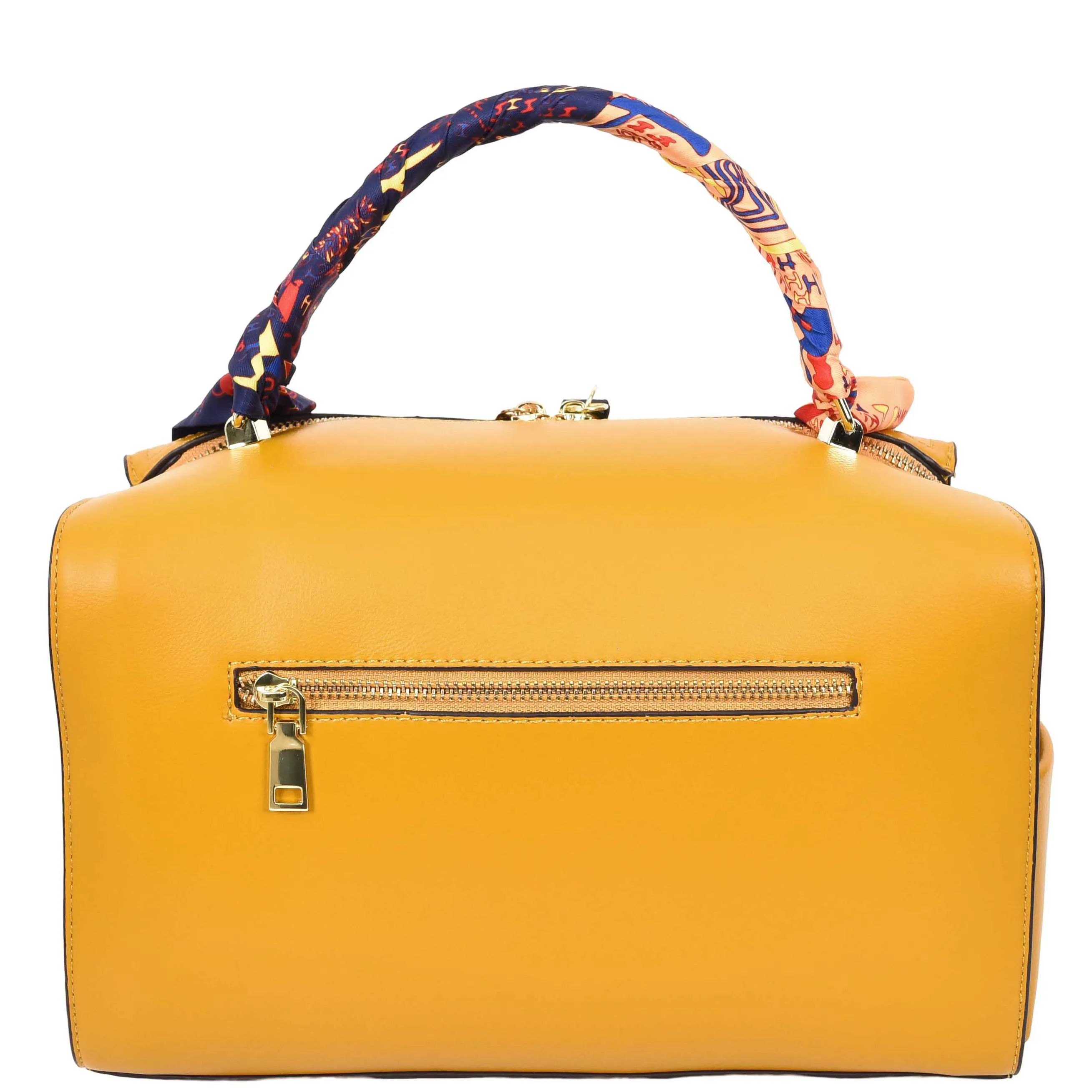 Womens Faux Leather Barrel Shape Handbag Georgia Yellow