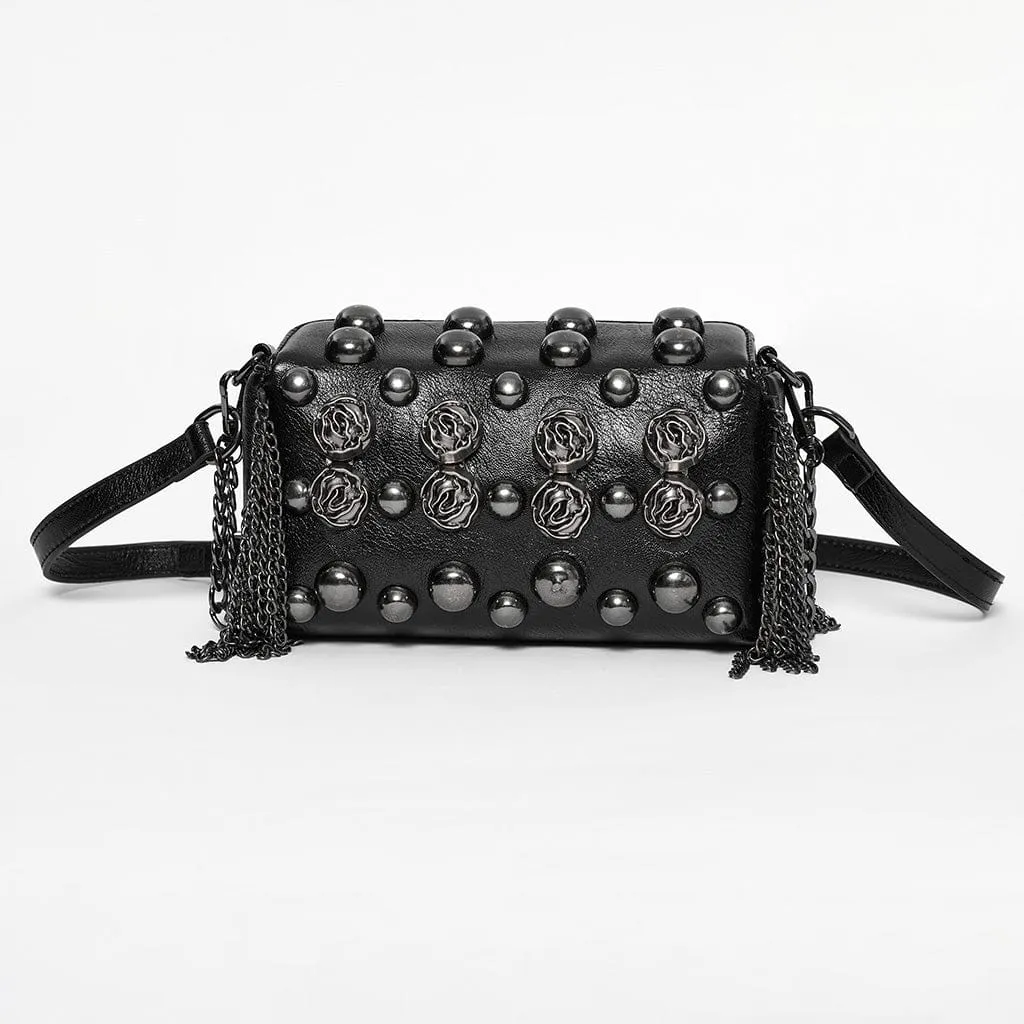 Women's Gothic Beaded Rose Faux Leather Bag