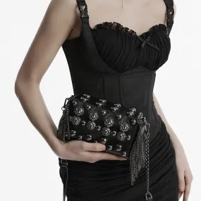 Women's Gothic Beaded Rose Faux Leather Bag