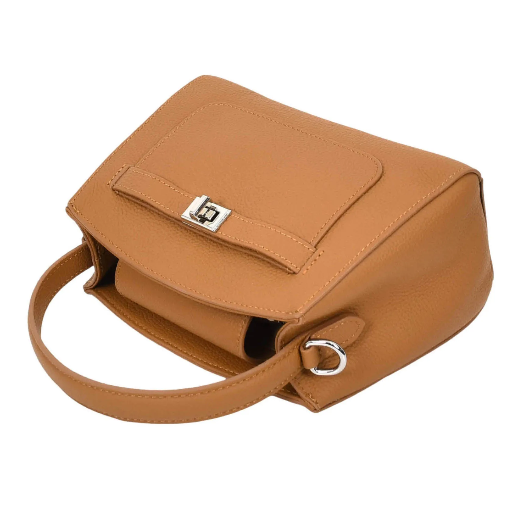 Womens Leather Top Handle Small Bag Lydia Tan