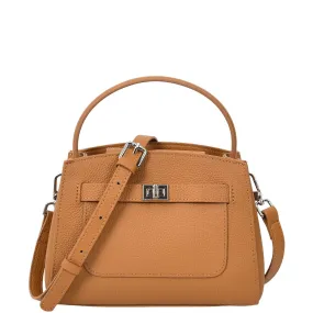 Womens Leather Top Handle Small Bag Lydia Tan