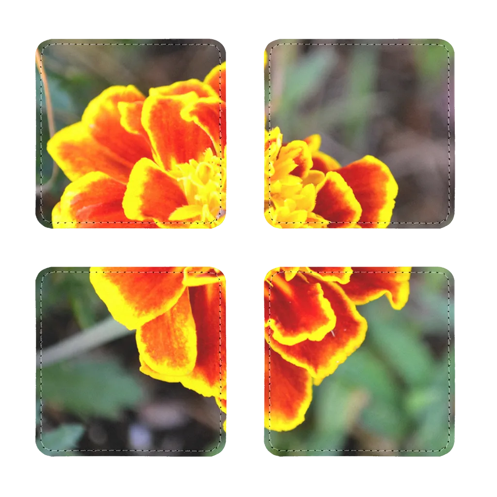 Yellow Red Flower Sublimation Coasters Pack of Four