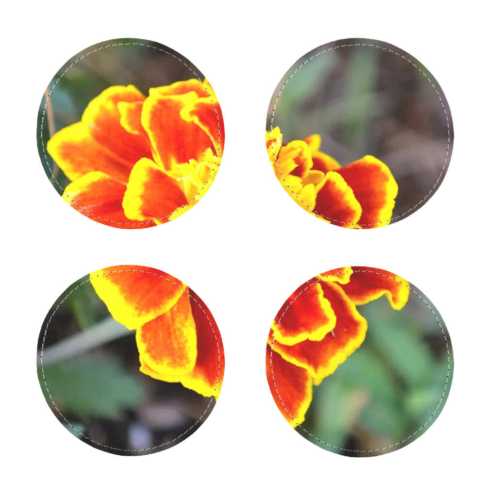 Yellow Red Flower Sublimation Coasters Pack of Four