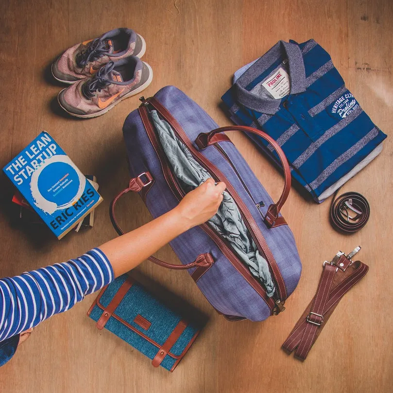 Zouk Checkered Blue Travel Bag